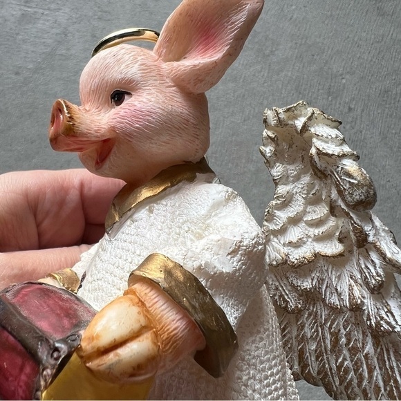 Lucky Christmas Piggy angel decoration,detailed, Lightweight gypsum,handpainted. - Picture 2 of 10